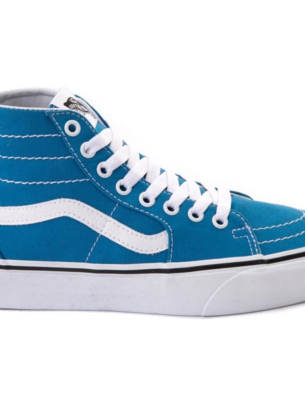 Vans Kids High-Top Skate Shoe in Teal Blue with White Side Stripe